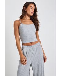 Boohoo - Tall Pointelle Cami And Wide Leg Trouser Pyjama Set - Lyst