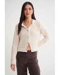MixRay - Textured Ribbed Knit Cardigan With Buttons - Lyst