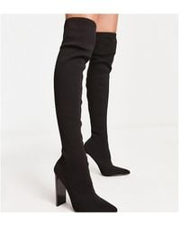 ASOS - Petite Kylee High-Heeled Knitted Over The Knee Boots - Lyst