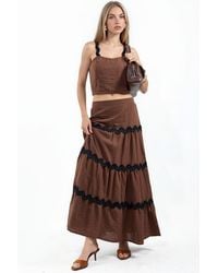 Msn-Collection - Striped Linen-Blend Blouse And Skirt Set - Lyst