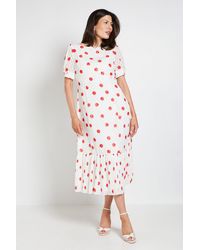 Wallis - Polka Dot Pleated Hem Midi Dress - Lyst