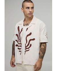 BoohooMAN - Oversized Boxy Palm Applique Shirt - Lyst
