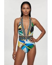 Karen Millen - Placement Print Swimsuit - Lyst