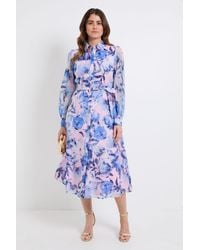 Wallis - Floral Organza Shirt Midi Dress - Lyst