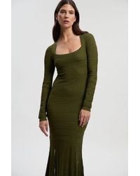 Karen Millen - Pointelle Stitch Detail Sheer Panel Knit Midi Dress - Lyst