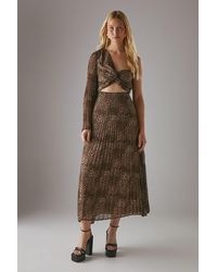 Warehouse - Chiffon Pleated One Shoulder Cut Out Midi Dress - Lyst