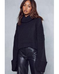 MissPap - Ribbed Roll Neck Cropped Jumper - Lyst