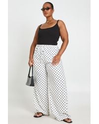 Boohoo - Plus Textured Polka Dot Jersey Wide Leg Trouser - Lyst
