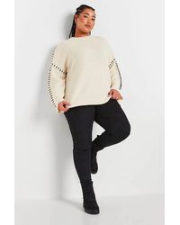 Yours - Blanket Stitch Relaxed Jumper - Lyst