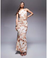 ASOS - Asod One Shoulder With Ruching Detail Maxi Dress - Lyst
