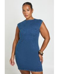 Boohoo - Plus Basic Denim Shift Dress - Lyst