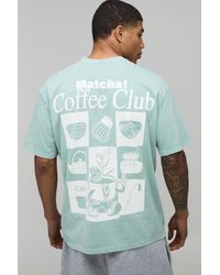 BoohooMAN - Vintage Wash Oversized Matcha Club Print T-Shirt Cotton - Lyst