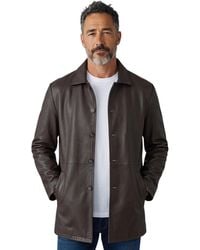 Infinity Leather - Long Collared Car Coat Jacket - Lyst
