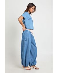 Boohoo - Chambray Balloon Trouser - Lyst
