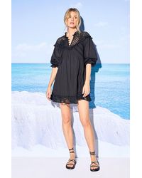 Warehouse - Hcd Cotton Lace Insert Mini Smock Dress - Lyst