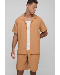 BoohooMAN - Tall Scuba Twill Regular Fit Shirt And Relaxed Short Set - Lyst