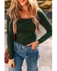 Azura Exchange - Top Mit Quadratischem Ausschnitt Und Langen Ärmeln - Lyst