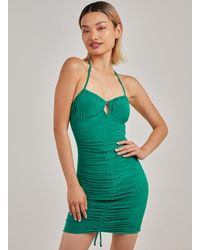 Pink Vanilla - Gathered Corset Halterneck Mini Dress - Lyst