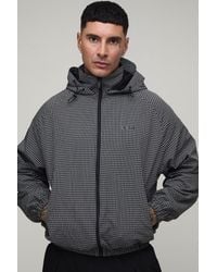 BoohooMAN - Tall Oversized Boxy Check Hooded Toggle Cagoule - Lyst