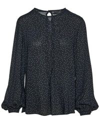 Conquista - Long Sleeve Polka Dot Top With Pintuck Detail - Lyst