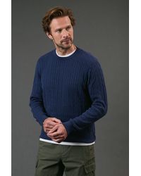 MAINE - Premium Pure Cotton Cable Crew Neck Jumper - Lyst