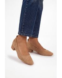 Wallis - Layla Faux Suede Elasticated Back Low Block Heel Ballet Pumps - Lyst