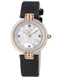 Gv2 - Matera Swiss Quartz Mother Of Pearl Dial Suede Strap Diamond Watch - Lyst