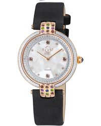 Gv2 - Matera Swiss Quartz Mother Of Pearl Dial Suede Strap Diamond Watch - Lyst