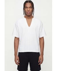 BoohooMAN - Oversized Boxy Distressed V Neck T-Shirt - Lyst