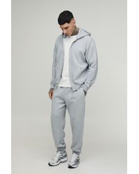 BoohooMAN - Tall Regular Zip Through Hooded And Straight Leg Cuffed Jogger - Lyst