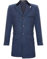 TruClothing - 3/4 Long Crombie Overcoat Jacket Herringbone Tweed Coat Peaky Blinder Suede - Lyst