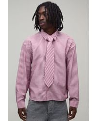 BoohooMAN - Oversized Boxy Stripe Shirt And Tie - Lyst
