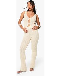 Boohoo - Knitted Crochet Flare Trouser - Lyst