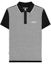 Lambretta - Gingham Poloshirt Met All-over Print (zwart) - Lyst