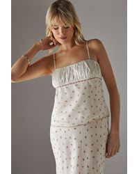 Warehouse - Ruched Bust Lace Trim Milkmaid Strappy Top - Lyst