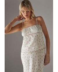 Warehouse - Ruched Bust Lace Trim Milkmaid Strappy Top - Lyst