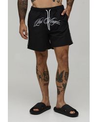 BoohooMAN - Crotch Embroidered Mid Length Swim Short - Lyst
