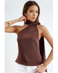 Hiccup - Asymmetrical Collar Satin Blouse - Lyst