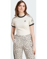 adidas - Leopard 3-Stripes Tee - Lyst