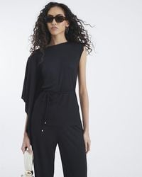 River Island - Top Cape Sleeve Ribbed Belted - Lyst