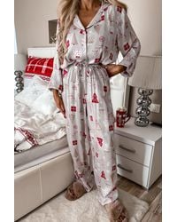 Azura Exchange - Weihnachtlicher Schlafanzug Set Mit Langen Ärmeln - Lyst