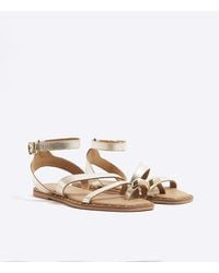 River Island - Flat Sandals Studded Toe Clip Leather - Lyst