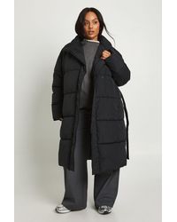 Boohoo - Plus Tie Detail Quilted Puffer Jacket - Lyst