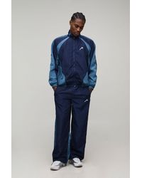 BoohooMAN - Funnel Neck Track Jacket & Relaxed Jogger Nylon Tracksuit - Lyst