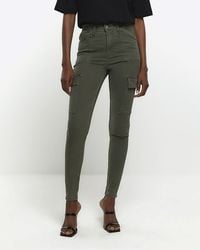 River Island - High Waisted Skinny Cargo jeggings - Lyst
