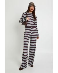 Boohoo - Tall Tonal Stripe Crinkle Cardigan & Wide Leg Trouser Set - Lyst