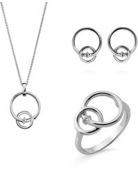 Orphelia - 'antoine' Dames 925 Sterling Zilveren Set: Halsketting + Oorbellen + Ring - Lyst