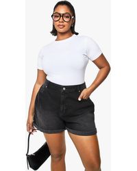 Boohoo - Plus Denim Mom Short - Lyst