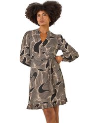 Roman - Abstract Linear Print Stretch Dress - Lyst