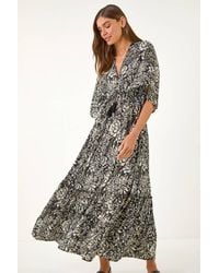 Roman - Boho Floral Print V-Neck Maxi Dress - Lyst